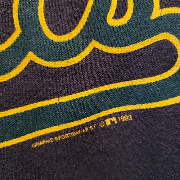 Vintage 1993 Oakland Athletics A’s Hoodie Sweatshirt Size Large L Made in USA - Picture 3 of 5